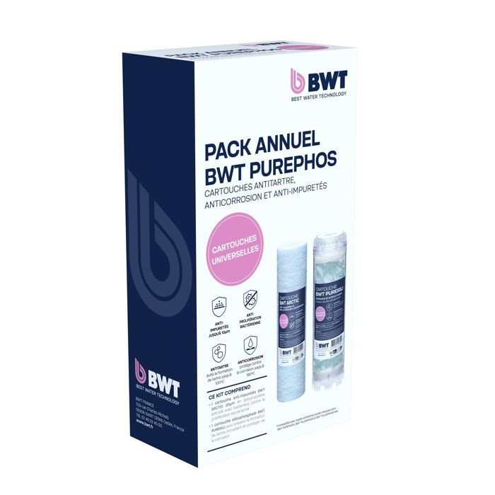 Station antitartre duplex - BWT - PUREPHOS - 4-en-1 - Cartouches ARCTIC 20 µm + PURESILI