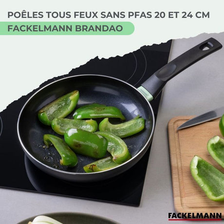Set de 2 poeles a induction - FACKELMANN - Brandao - Aluminium céramique antiadhésif - Ř 20 et 24 cm