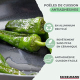 Set de 2 poeles a induction - FACKELMANN - Brandao - Aluminium céramique antiadhésif - Ř 20 et 24 cm