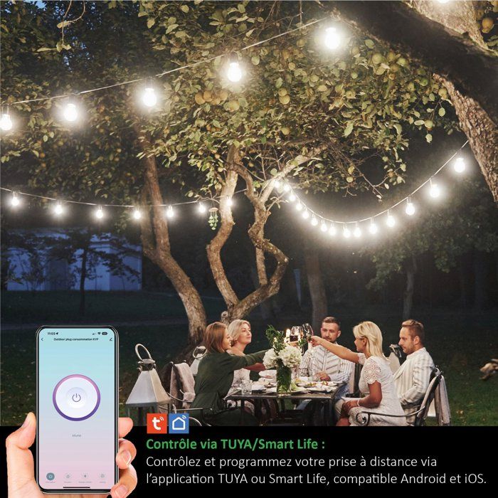 Prise connectée extérieure - KYF - Wifi - Avec compteur d'énergie