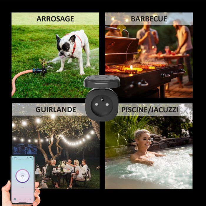 Prise connectée extérieure - KYF - Wifi - Avec compteur d'énergie