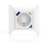 Prise encastrée connectée intérieure - KYF - Wifi - Avec compteur d'énergie + Prise USB et USB - C