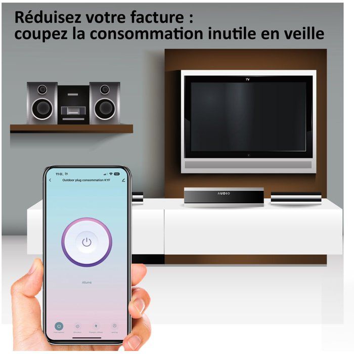 Prise encastrée connectée intérieure - KYF - Wifi - Avec compteur d'énergie
