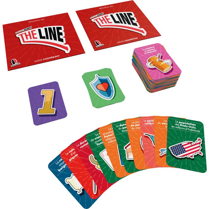 Jeu de société - ASMODEE - The Line Rouge - Jeu de devinettes moderne - Format portable - 174 cartes