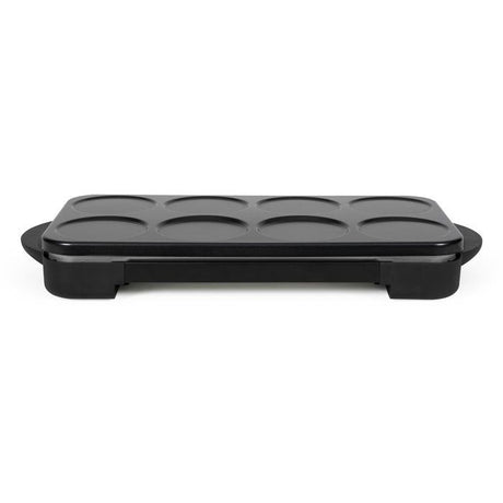 Appareil 2-en-1 crepiere et plancha grill - LIVOO - DOC349N - 1500 W - 8 mini crepes Ř 11,5 cm - Sans PFAS - Noir
