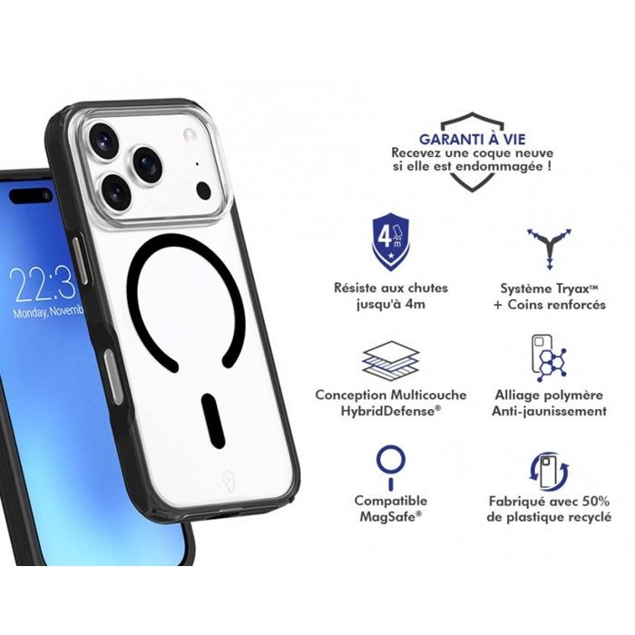 Coque FC Air Xtrem Frost MagSafe - IPhone17 Pro - Recyclé - Noir