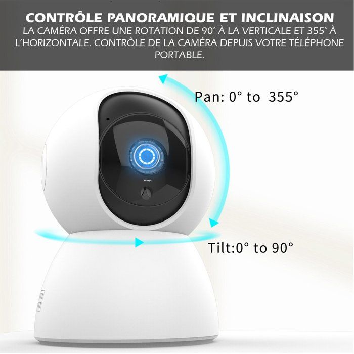 Caméra intérieure filaire - KYF - Rotative - Full HD - 4MP Motorisée P/T - Sirene intégrée