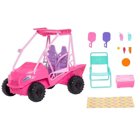Coffret Buggy Détective Barbie - 4 poupées - Accessoires plage - Rose vif - MATTEL JFV68