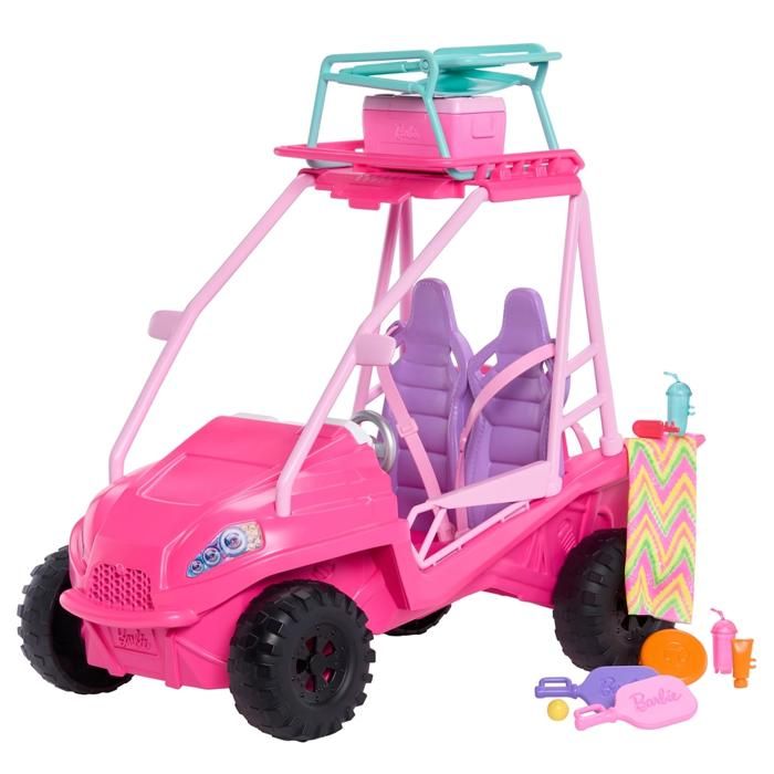 Coffret Buggy Détective Barbie - 4 poupées - Accessoires plage - Rose vif - MATTEL JFV68