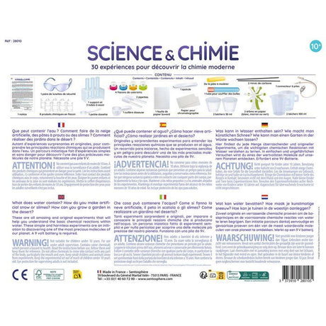 Kit Scientifique - SENTOSPHERE - Science et Chimie - 30 expériences - 12 matieres premieres - Des 8 ans