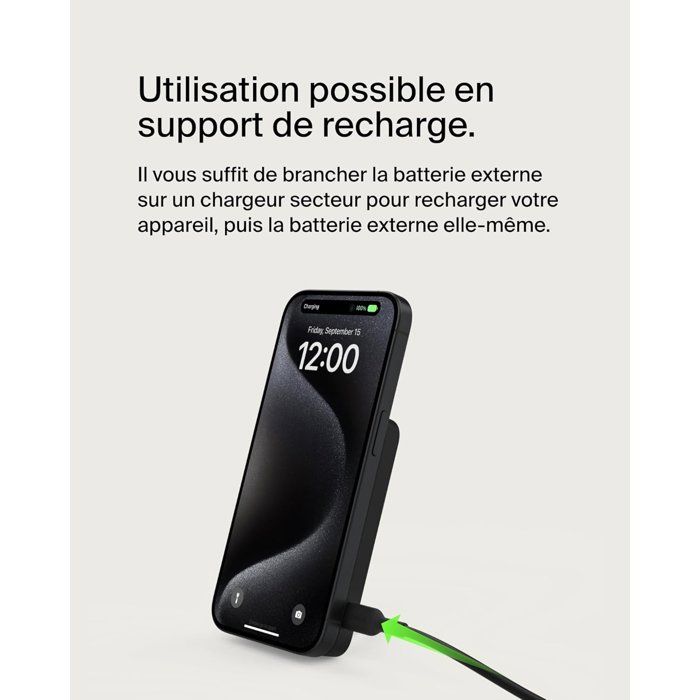 Batterie externe - BELKIN - 5 000 mAh - MagSafe - 15 W - Noir