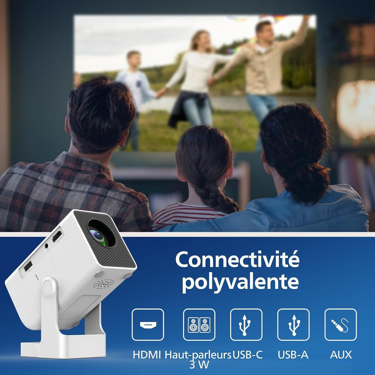 Vidéoprojecteur - PHILIPS - NeoPix 140 - HD 720p - LED - Wi-Fi - Blanc