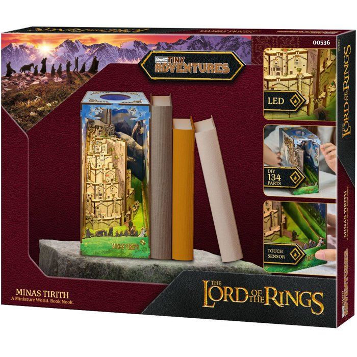 Book Nook - Kit DIY a construire Maquette 3D Serre Livre - REVELL - Tiny Adventures - Le Seigneur des Anneaux - Minas Tirith - LED