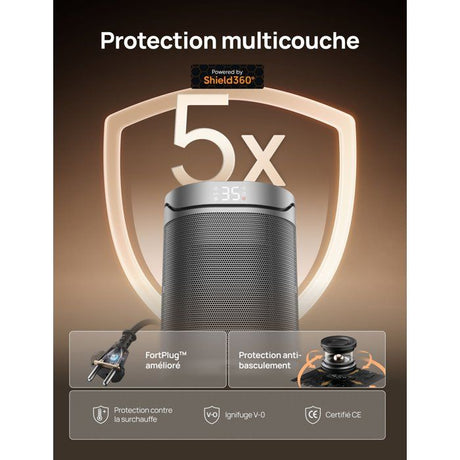 Chauffage d'appoint - Hyper-céramique - 1500 W - Dreo - Heater 318 - Colonne - Noir
