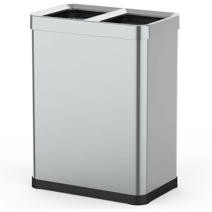 Poubelle de tri 2 x 30L TALLIN  Open Top sans couvercle  Acier inoxydable  KITCHEN MOVE