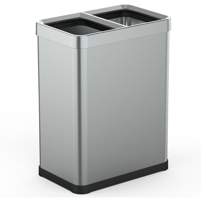 Poubelle de tri 2 x 30L TALLIN  Open Top sans couvercle  Acier inoxydable  KITCHEN MOVE