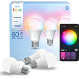 Pack de 3 ampoules LED connectées A60 - PHILIPS HUE - Lumiere blanche et colorée - Culot E27 - 8 W - 2200-6500K - 806 lumens