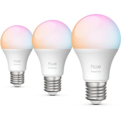 Pack de 3 ampoules - Philips Hue - Essential - E27 - A60 - Lumiere blanche et colorée - 8 W