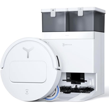 ECOVACS T50 OMNI White Gen2 - Aspirateur Robot avec Station - 21000Pa - Brosse latérale et serpilliere Extensibles - ZeroTangle 2.0