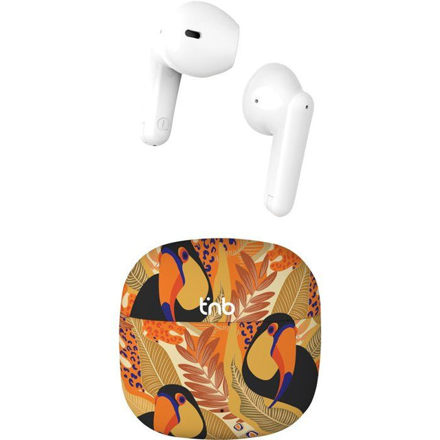 Ecouteurs sans fil - T'nb - Exclusiv' - TOUCAN - Boîtier de charge inclus - Bluetooth - Autonomie 12h - Jaune/orange
