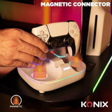 Station de rechargement pour 2 manettes DualSense - PS5 - Konix - Charge rapide - Connecteurs magnétiques - Blanc