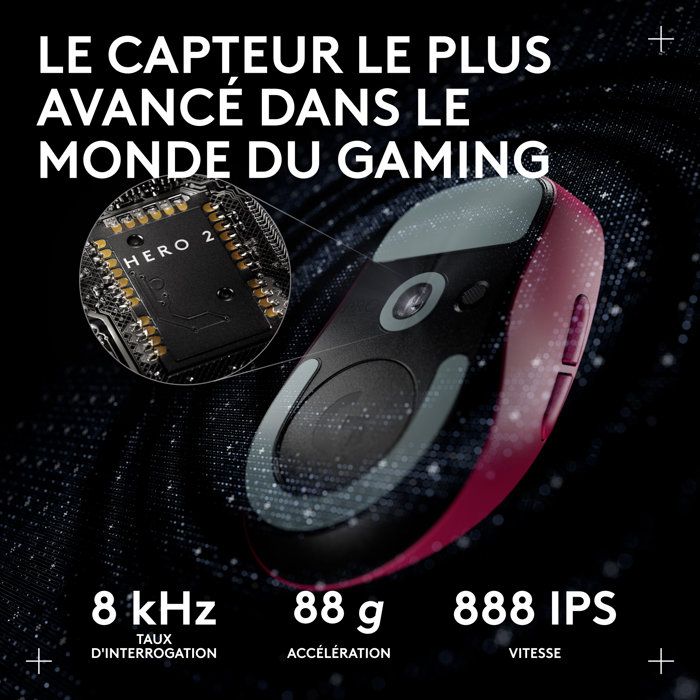 Souris - Sans fil - Logitech G - PRO X Superlight 2c - Rose