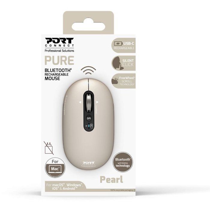 Souris sans fil - PORT Designs - 910500 PURE - Bluetooth - Rechargeable - Beige clair