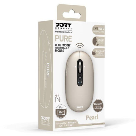 Souris sans fil - PORT Designs - 910500 PURE - Bluetooth - Rechargeable - Beige clair