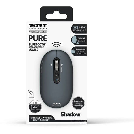 Souris sans fil - PORT Designs - 910501 PURE - Bluetooth - Rechargeable - Gris anthracite