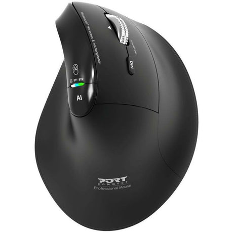 Souris sans fil - PORT Designs - 910204 ERGO AUDITOR - Bluetooth & 2.4 GHz - Rechargeable - Noir