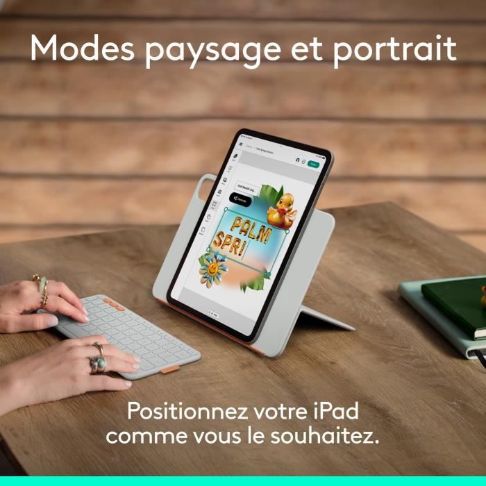 Etui clavier - Logitech - Flip Folio - Pour iPad et iPad Air 11 pouces (M4 et M5) (M2 et M3) (5e génération - 2024) - Graispâle