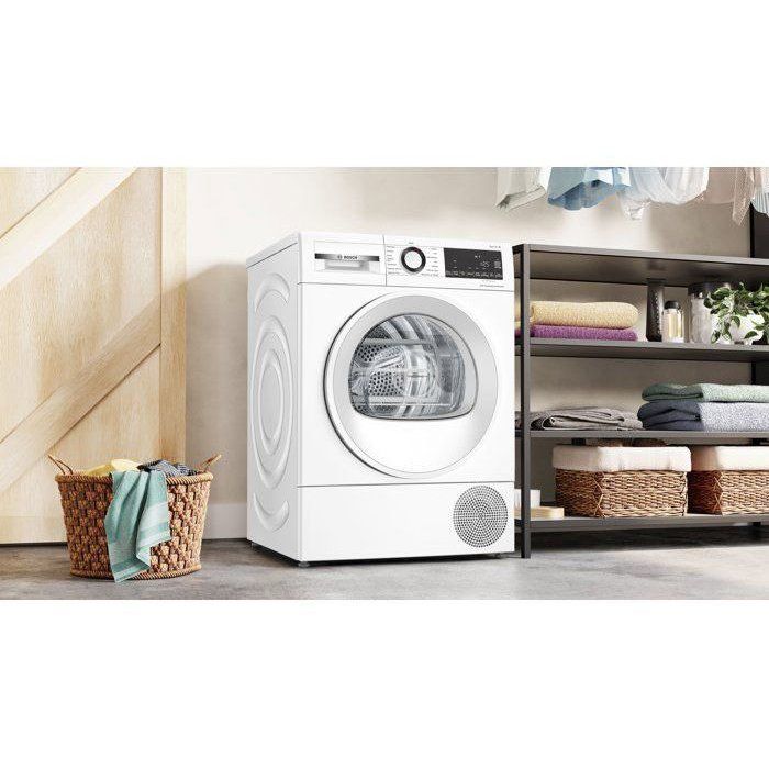 Seche-linge pompe a chaleur BOSCH Série 6 WQG13500FR - 9 kg - Induction - L60 cm - Classe D - Blanc