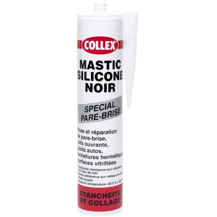 Mastic silicone noir - GEB - Collex - Spécial pare brise, toits ouvrants, joints autos, bateaux - 310 ml