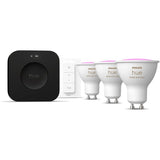 Kit de démarrage - PHILIPS HUE - Lumiere blanche et ambiance colorée - 1 Bridge Pro + 3  3 spots GU10 400 lumens + 1 dimmer switch