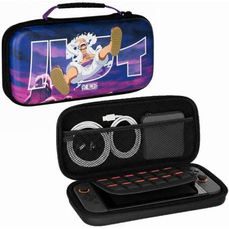 Housse de protection et transport - Nintendo Switch 2 - Konix - One Piece - Rangement accessoires - Motif Luffy Gear 5 - Violet
