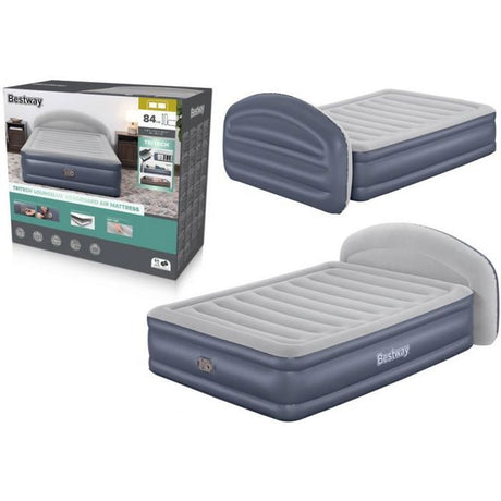Matelas gonflable - BESTWAY - 671BD Queen - Pompe électrique intégrée - Tete de lit LoungeLux - Tritech durable