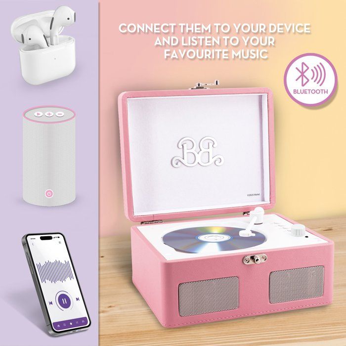 Lecteur CD Vintage - LISCIANIGIOCHI - Barbie Wireless CD Player - Bluetooth - Haut-parleurs stéréo - Des 12 ans - Rose