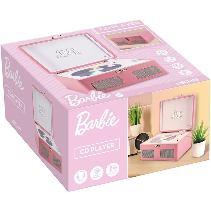 Lecteur CD Vintage - LISCIANIGIOCHI - Barbie Wireless CD Player - Bluetooth - Haut-parleurs stéréo - Des 12 ans - Rose