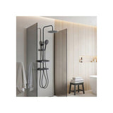 Colonne de douche avec mitigeur thermostatique - Edouard Rousseau - Ars Tab - Noir - Douche de tete ronde - Douchette a main