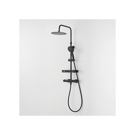 Colonne de douche avec mitigeur thermostatique - Edouard Rousseau - Ars Tab - Noir - Douche de tete ronde - Douchette a main