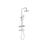 Colonne de douche avec mitigeur thermostatique - Edouard Rousseau - Ars Tab - Chrome - Douche de tete ronde - Douchette a main