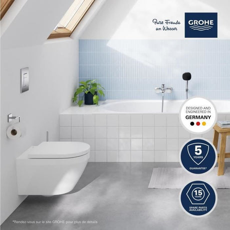 Cuvette WC suspendue compact - GROHE Euro Ceramic - Porcelaine vitrifiée - Sans bride - Blanc