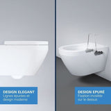 Cuvette WC suspendue compact - GROHE Euro Ceramic - Porcelaine vitrifiée - Sans bride - Blanc