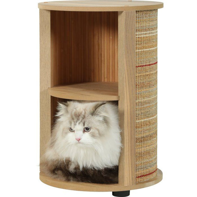 Meuble bout de canapé pour chat 3-en-1 - ZOLUX - Griffoir sisal, couchage et table d'appoint - 52 cm - Boréal - Beige