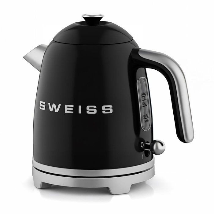 Bouilloire vintage - SWEISS - KTS9 - 1000 W - 1 L - Socle 360° - Noir