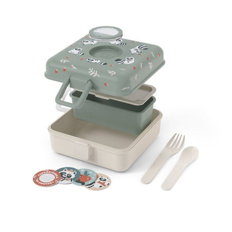 Boite a Sandwich Enfant - MONBENTO - Couverts inclus - Sans BPA - Snacky Raccoon