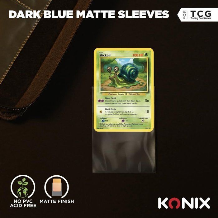 Protege-cartes - Konix - Matte Sleeves 66 x 91 mm compétition - 100 pochettes - Magic The Gathering, Pokémon - Bleu foncé