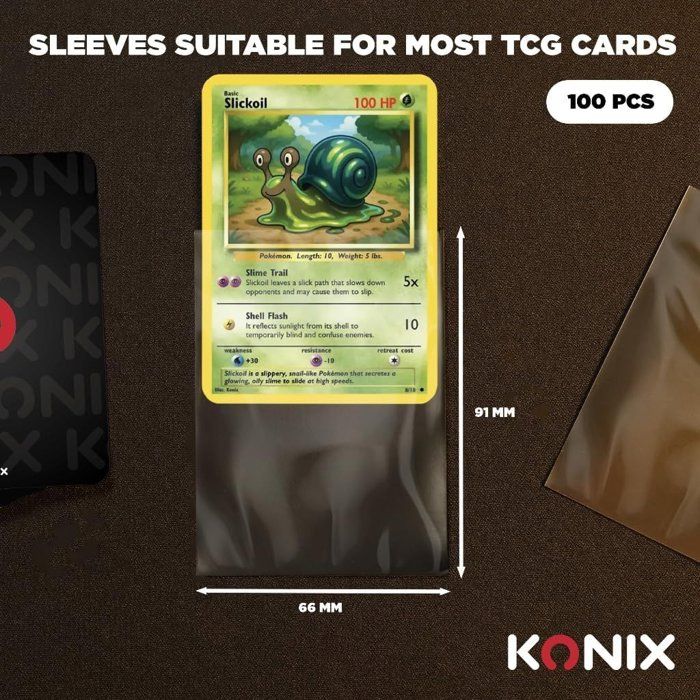 Protege-cartes - Konix - Matte Sleeves 66 x 91 mm compétition - 100 pochettes - Magic The Gathering, Pokémon - Bleu foncé