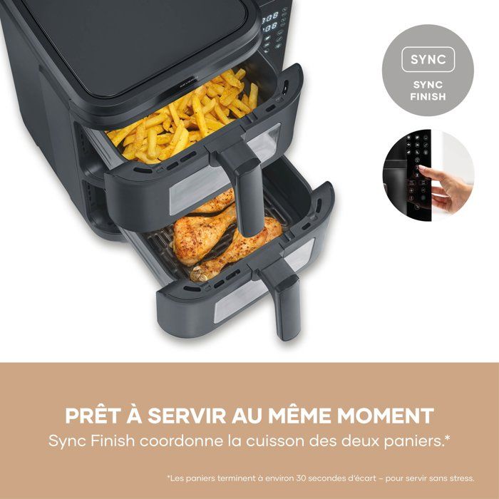 Friteuse sans huile - SEVERIN - AirFryer FR2468 - Capacité 11 L - Double cuve - 9 programmes - Écran tactile - 2600 W