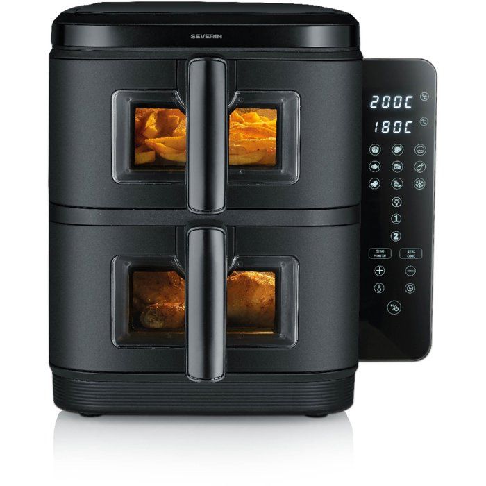 Friteuse sans huile - SEVERIN - AirFryer FR9598 - Capacité 11 L - Double cuve - 9 programmes - Écran tactile - 2600 W